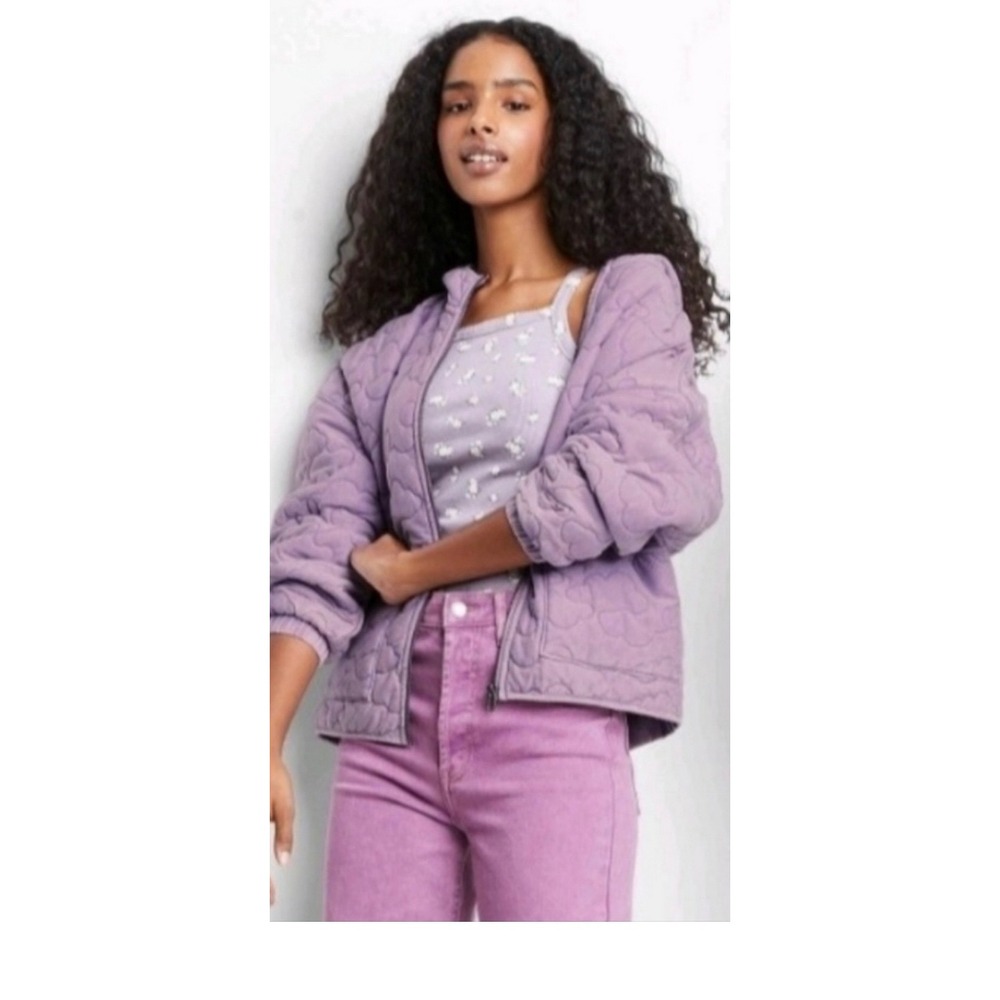 Wild Fable Lavender Cloud‎ Quilted Zip Up Hoodie Jacket Women's Size Small